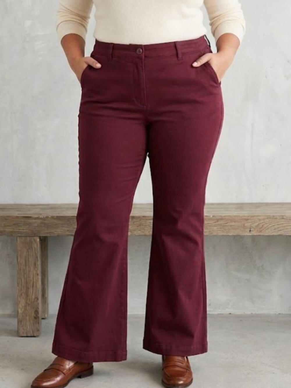 Old Navy High Rise Pixie Flare Pants 16 Tall Burgundy Maroon Dress Work Trousers